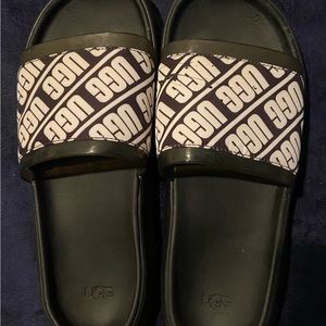UGG Ruette Graphic logo slides Sandals Black/white